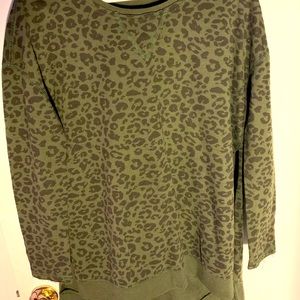 Green, leopard tunic sweatshirt
